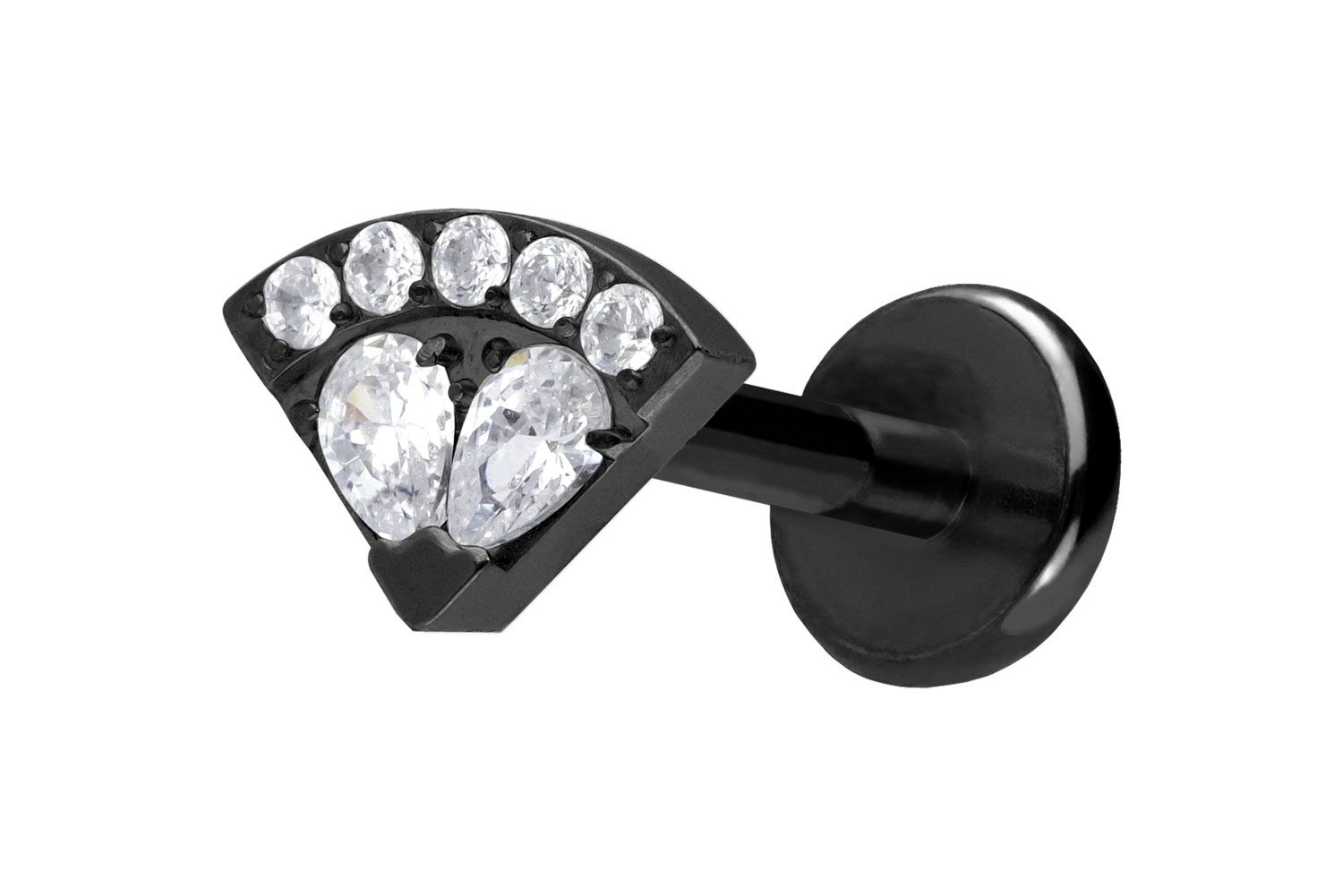 Titan Labret Piercing mit Push Fit KRISTALLFÄCHER